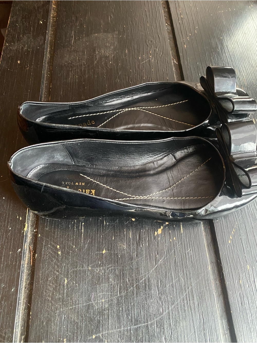 kate spade Black Patent Leather Bow Flats - Picture 3 of 8
